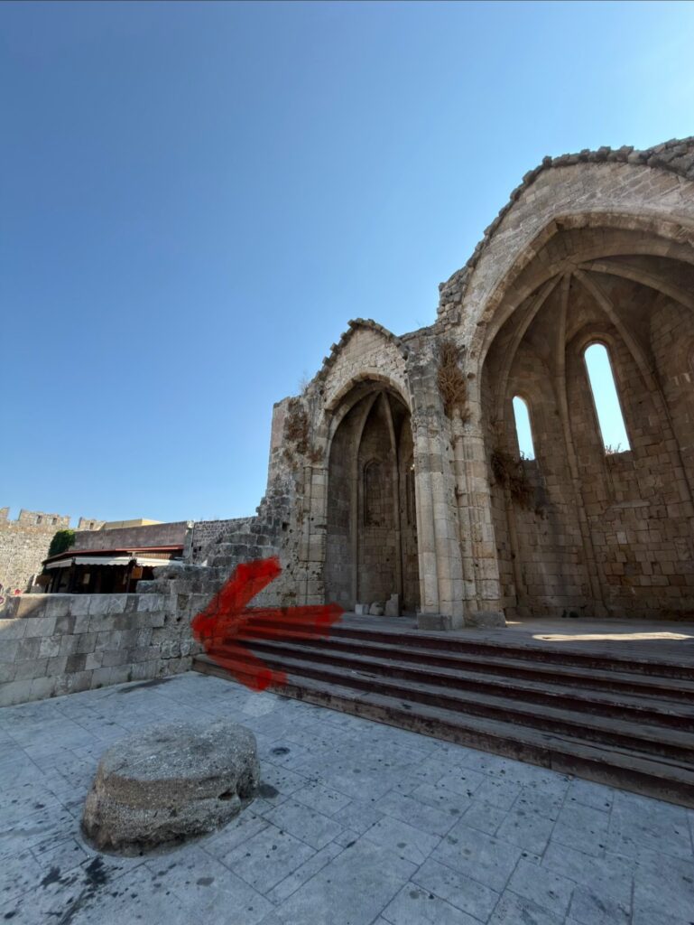 Hand-painted penguin stone #109 hidden at The Ruins of the Church of the Virgin Mary, Rhodes, Greece (photo 2 of 3)