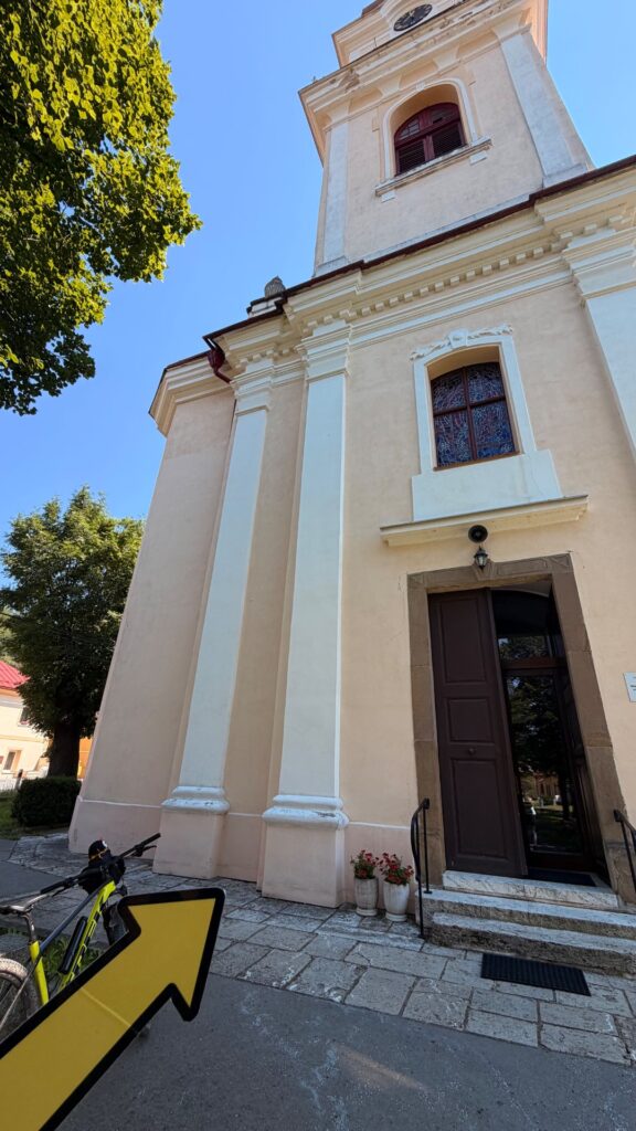 Hand-painted penguin stone #1148 hidden at Church of St Bartholomew the Great, Hniezdne, Slovakia (photo 4 of 4)