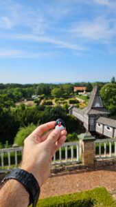 Hand-painted penguin stone #688 hidden at Castle Garden, Nové Město nad Metují, Czechia