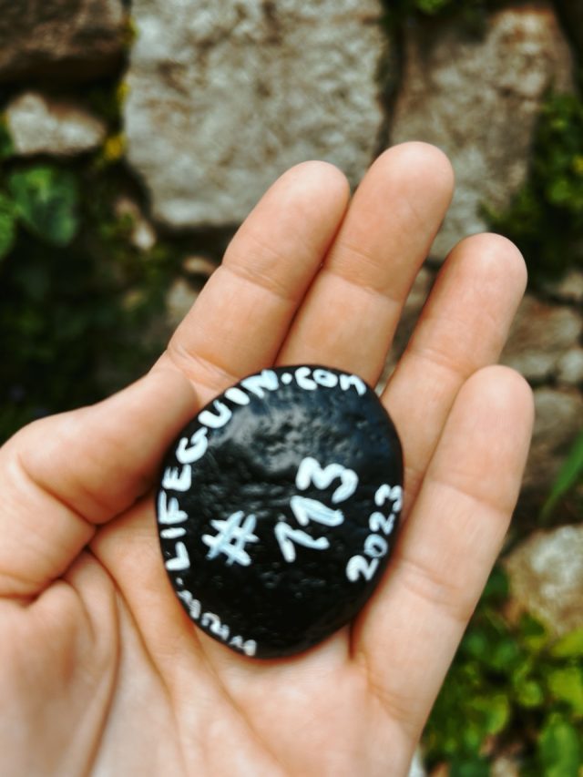 Hand-painted penguin stone #113 hidden at Stone Wall, Vrbnik, Croatia (photo 4 of 5)