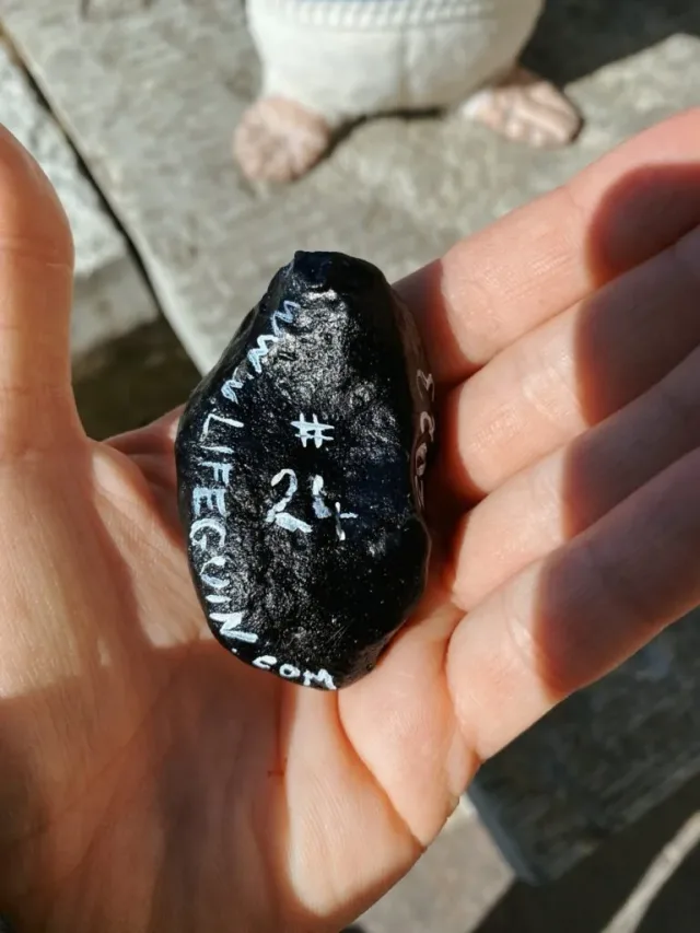 Hand-painted penguin stone #24 hidden at Piiskopi Observation Platform, Tallinn, Estonia (photo 3 of 5)