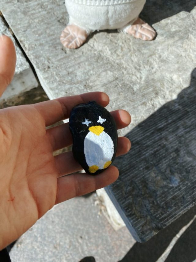 Hand-painted penguin stone #24 hidden at Piiskopi Observation Platform, Tallinn, Estonia (photo 4 of 5)
