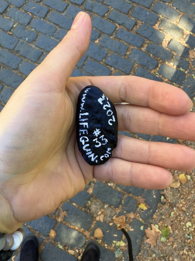 Hand-painted penguin stone #33 hidden at Pena Palace, Sintra, Portugal (photo 2 of 5)