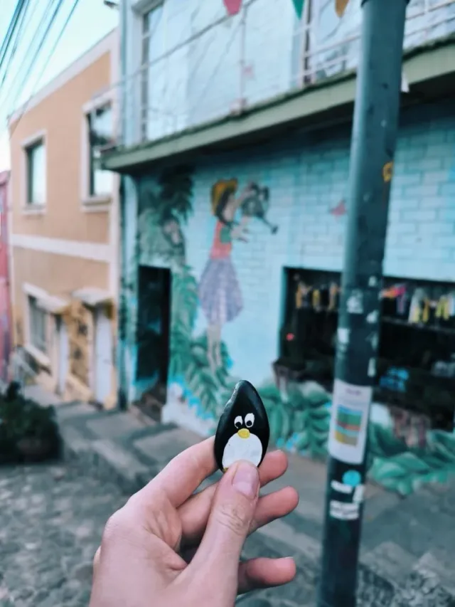 Hand-painted penguin stone #91 hidden at Valparaiso, Chile, Chile (photo 4 of 5)