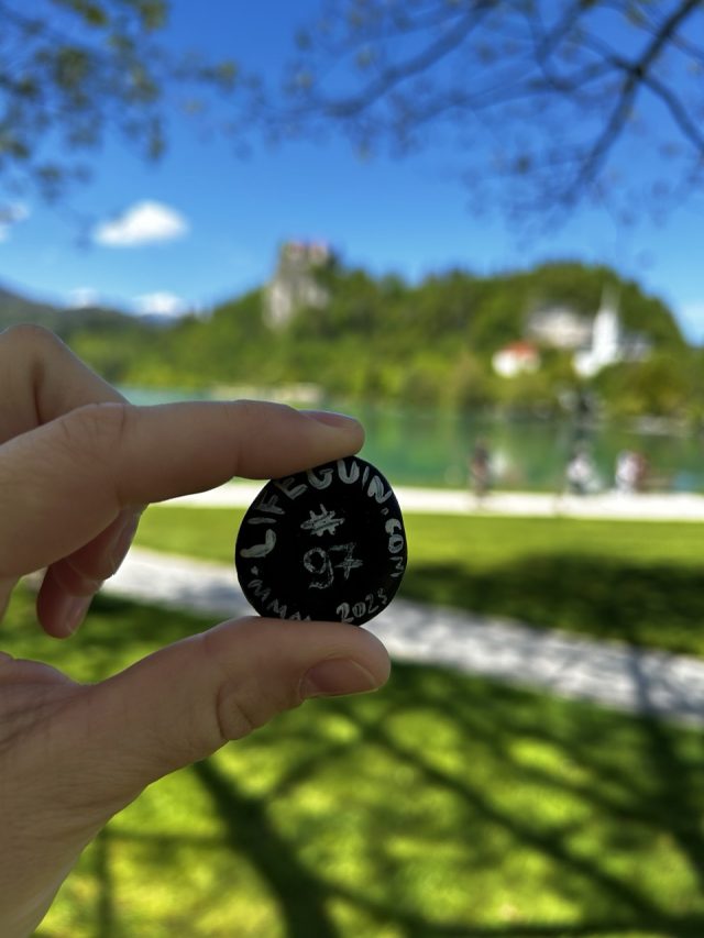 Hand-painted penguin stone #97 hidden at Bled Lake, Bled, Slovenia (photo 4 of 5)