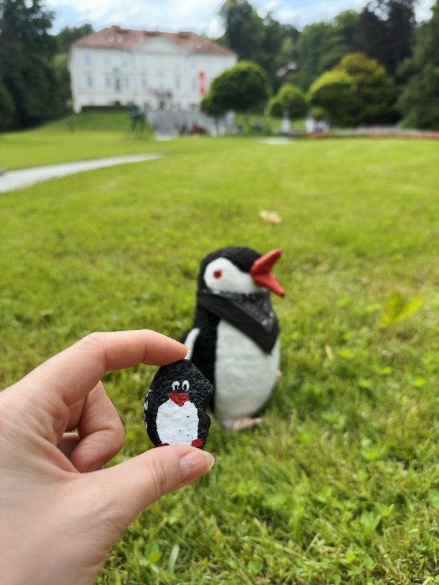 Hand-painted penguin stone #140 hidden at Tivoli Park, Ljubljana, Slovenia (photo 4 of 5)