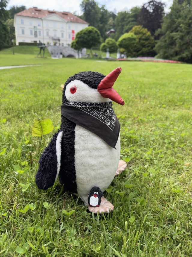 Hand-painted penguin stone #140 hidden at Tivoli Park, Ljubljana, Slovenia (photo 5 of 5)