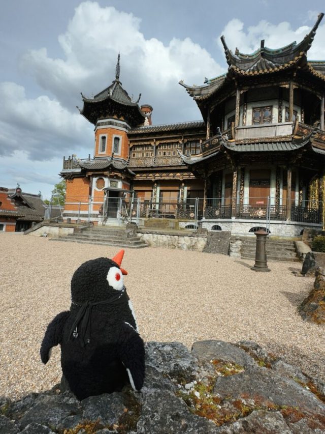 Hand-painted penguin stone #175 hidden at Museums of the Far East, Brussels, Belgium (photo 3 of 5)