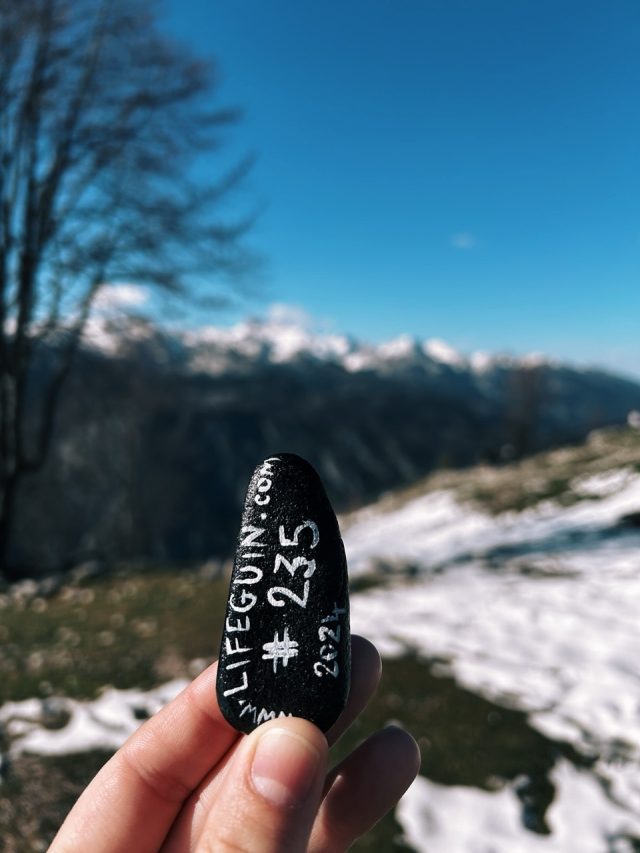 Hand-painted penguin stone #235 hidden at Vogel Ski Resort, Ukanc, Slovenia (photo 3 of 5)