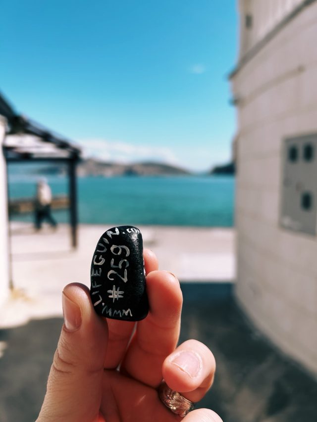 Hand-painted penguin stone #259 hidden at Stone Wall, Baska, Croatia (photo 2 of 5)