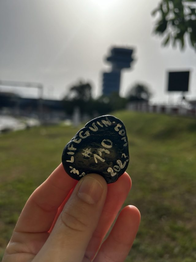 Hand-painted penguin stone #110 hidden at International Airport, Bucharest, Romania (photo 3 of 5)