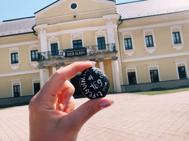 Hand-painted penguin stone #169 hidden at Manor House Snina, Snina, Slovakia (photo 5 of 5)
