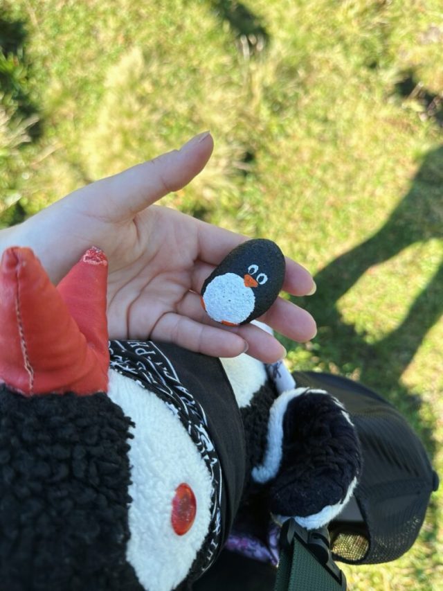 Hand-painted penguin stone #192 hidden at Hiking towards First, Swiss Alps, Switzerland (photo 4 of 5)