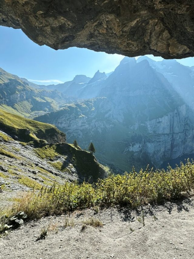 Hand-painted penguin stone #221 hidden at View Point Oeschinensee, Oeschinensee Lake, Switzerland (photo 5 of 5)