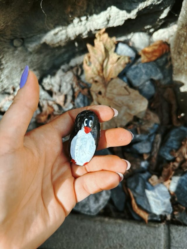 Hand-painted penguin stone #238 hidden at Castle Model, Vaduz, Liechtenstein (photo 5 of 5)