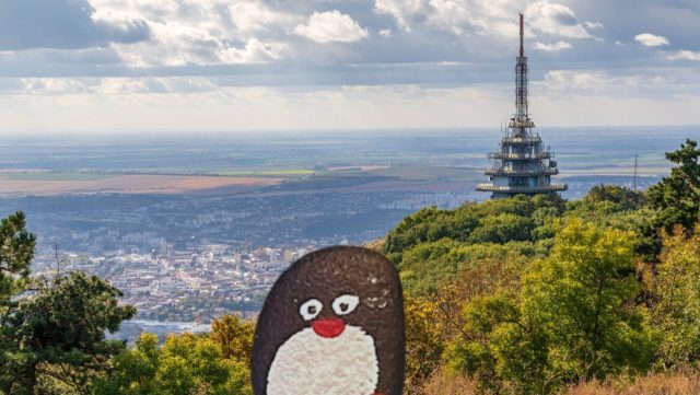 Ručne maľovaný tučniakový kameň č. 299 ukrytý na mieste Zobor, Ponitrie, Slovensko