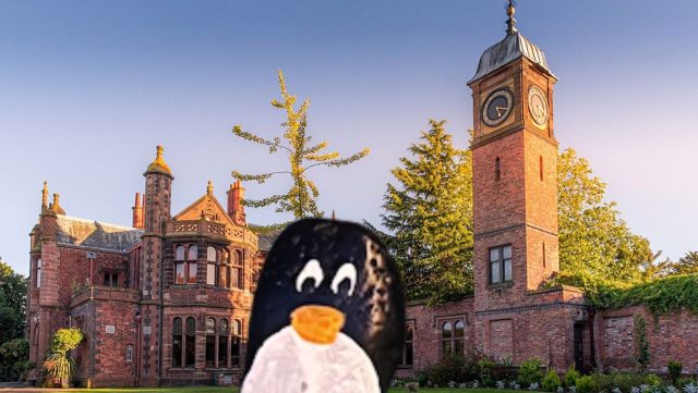Ručne maľovaný tučniakový kameň č. 348 ukrytý na mieste Walton Hall and Garden, Warrington, Spojené kráľovstvo