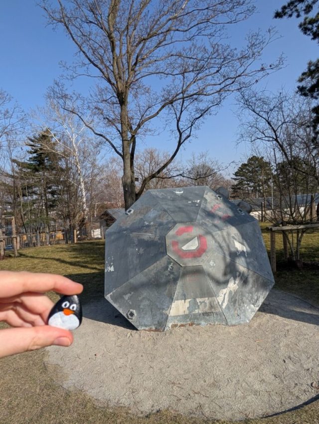 Hand-painted penguin stone #376 hidden at UFO, Brno, Czechia (photo 3 of 5)