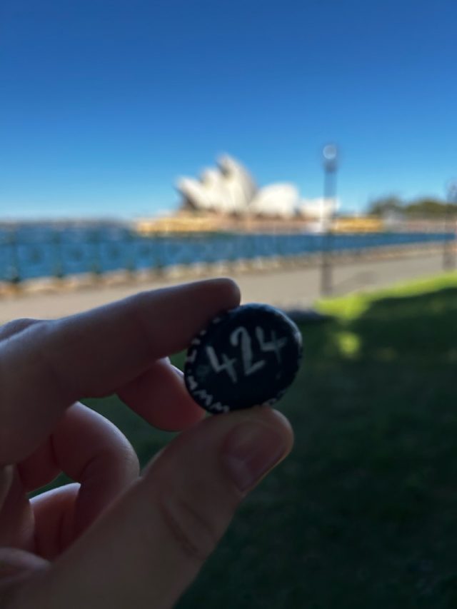 Hand-painted penguin stone #424 hidden at Sydney Opera House, Sydney, Australia (photo 2 of 5)
