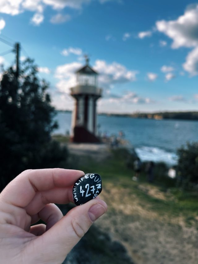 Hand-painted penguin stone #427 hidden at Hornby Lighthouse, Sydney, Australia (photo 2 of 5)