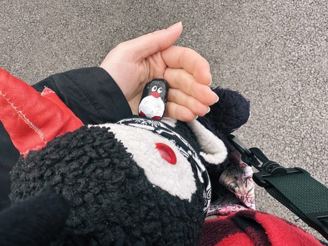 Hand-painted penguin stone #445 hidden at Smiddy's Farm, Stirling, United Kingdom (photo 3 of 5)