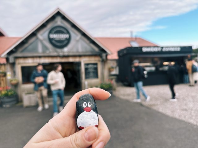 Hand-painted penguin stone #445 hidden at Smiddy's Farm, Stirling, United Kingdom (photo 4 of 5)