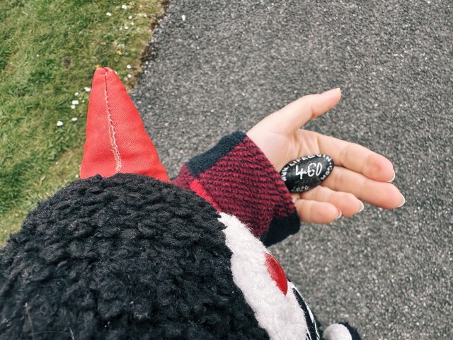 Hand-painted penguin stone #460 hidden at Ben Nevis Viewpoint, Spean Bridge, United Kingdom (photo 3 of 5)