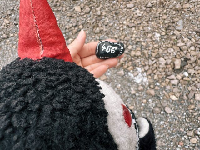 Hand-painted penguin stone #466 hidden at Nevis Range, Fort William, United Kingdom (photo 4 of 5)