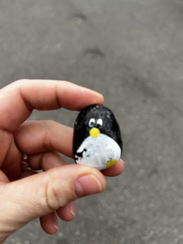 Hand-painted penguin stone #521 hidden at Giant Chess Board, Bern, Switzerland (photo 2 of 5)