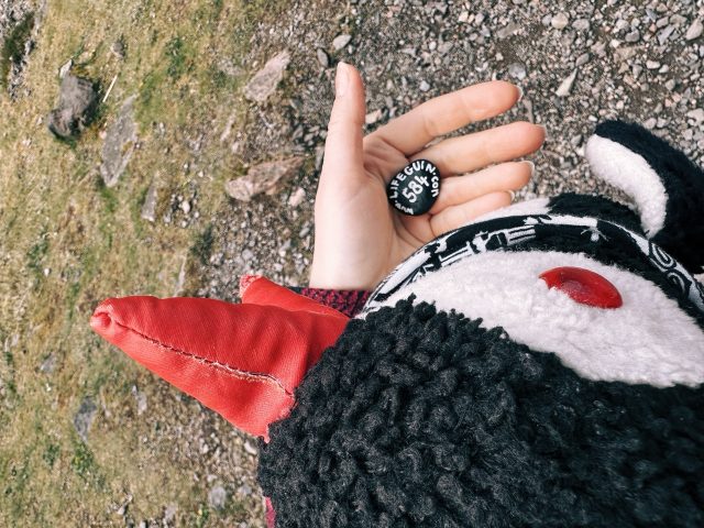 Hand-painted penguin stone #584 hidden at Three Sisters Of Glencoe, Glen Coe, United Kingdom (photo 3 of 5)