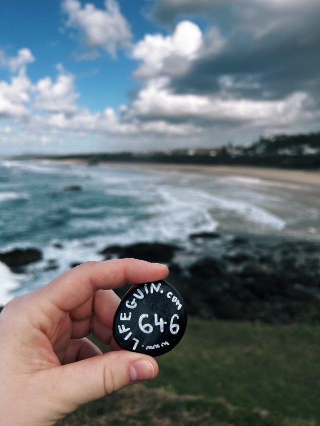Hand-painted penguin stone #646 hidden at Tacking Point Lighthouse, Port Macquarie, Australia (photo 4 of 5)