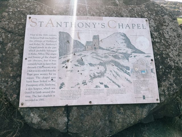 Hand-painted penguin stone #668 hidden at Stanthony's Chapel, Edinburgh, United Kingdom (photo 4 of 5)