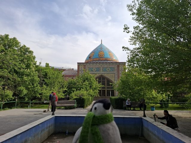 Hand-painted penguin stone #246 hidden at Blue Mosque, Yerevan, Armenia (photo 4 of 5)