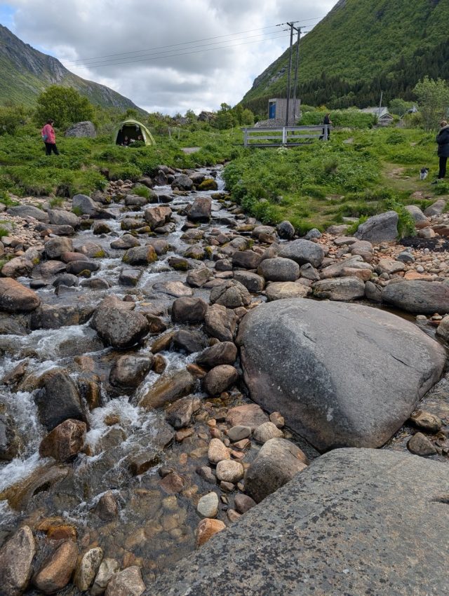 Hand-painted penguin stone #320 hidden at Rorvikstranda, Kabelvag, Norway (photo 5 of 5)