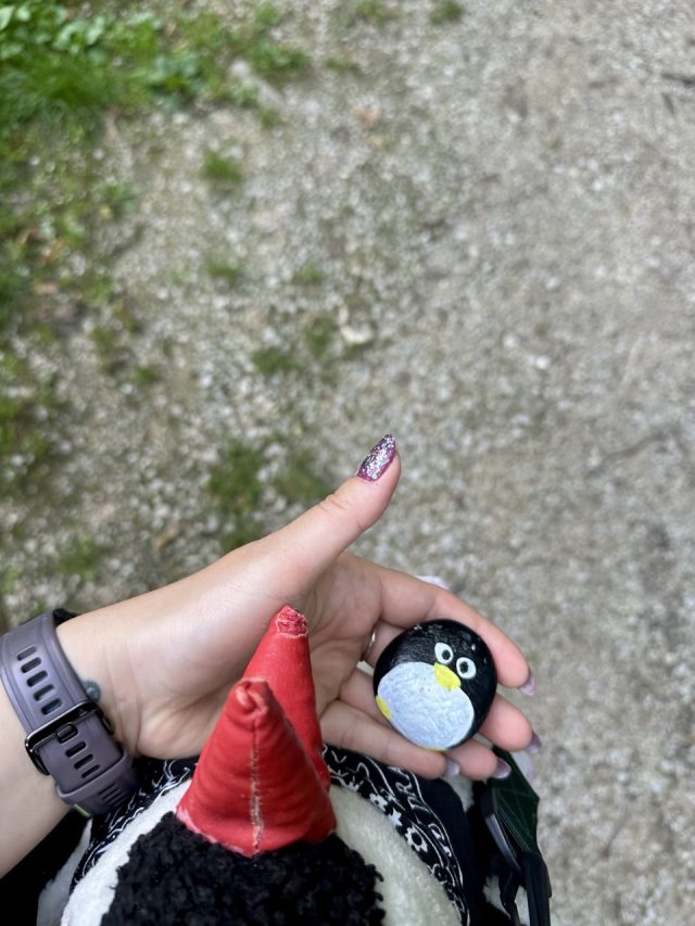 Hand-painted penguin stone #564 hidden at Chateau Betliar, Betliar, Slovakia (photo 4 of 5)