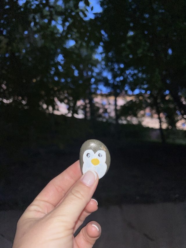 Hand-painted penguin stone #1022 hidden at Wawel Royal Castle, Krakow, Poland (photo 4 of 5)