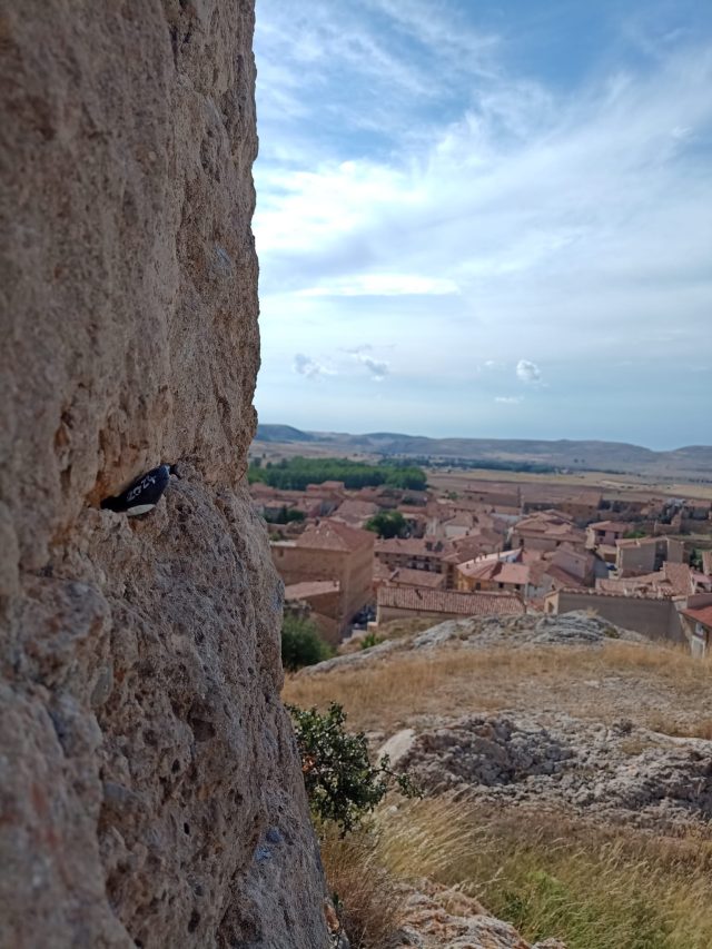 Hand-painted penguin stone #310 hidden at Castillo de Camarillas, Camarillas, Spain (photo 2 of 5)