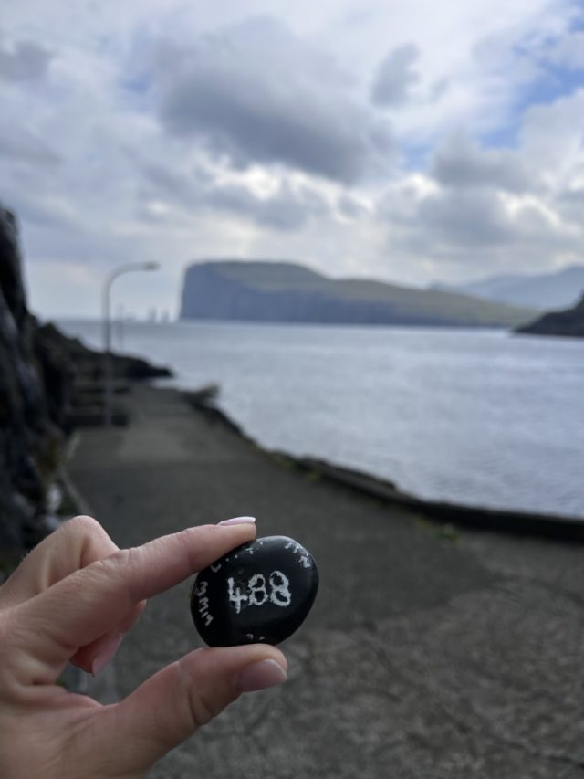 Hand-painted penguin stone #488 hidden at Bakkagota, Tjornuvik, Faroe Islands (photo 5 of 5)