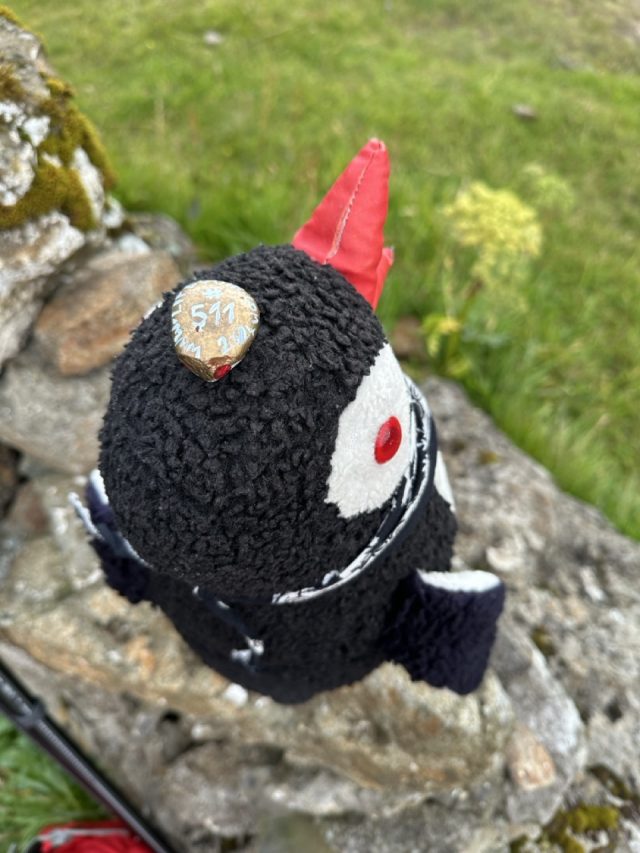 Hand-painted penguin stone #511 hidden at Trail Marking, Tjornuvik, Faroe Islands (photo 2 of 5)