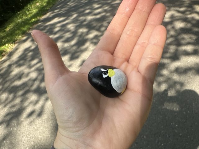 Hand-painted penguin stone #601 hidden at Kaplicka svateho Prokopa, Cesky Sternberk, Czechia (photo 5 of 5)