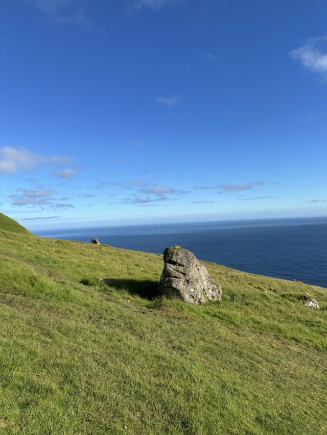 Hand-painted penguin stone #738 hidden at Rock, Trollanes, Faroe Islands (photo 2 of 5)