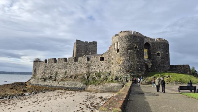 Hand-painted penguin stone #220 hidden at Carrickfergus Castle, Carrickfergus, United Kingdom (photo 2 of 5)