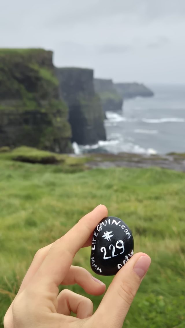 Hand-painted penguin stone #229 hidden at Cliffs of Moher, Lislorkan North, Ireland (photo 2 of 5)