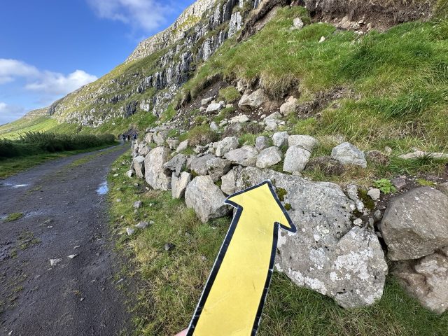 Hand-painted penguin stone #643 hidden at Rock on trail, Kirkjubour, Faroe Islands (photo 4 of 5)