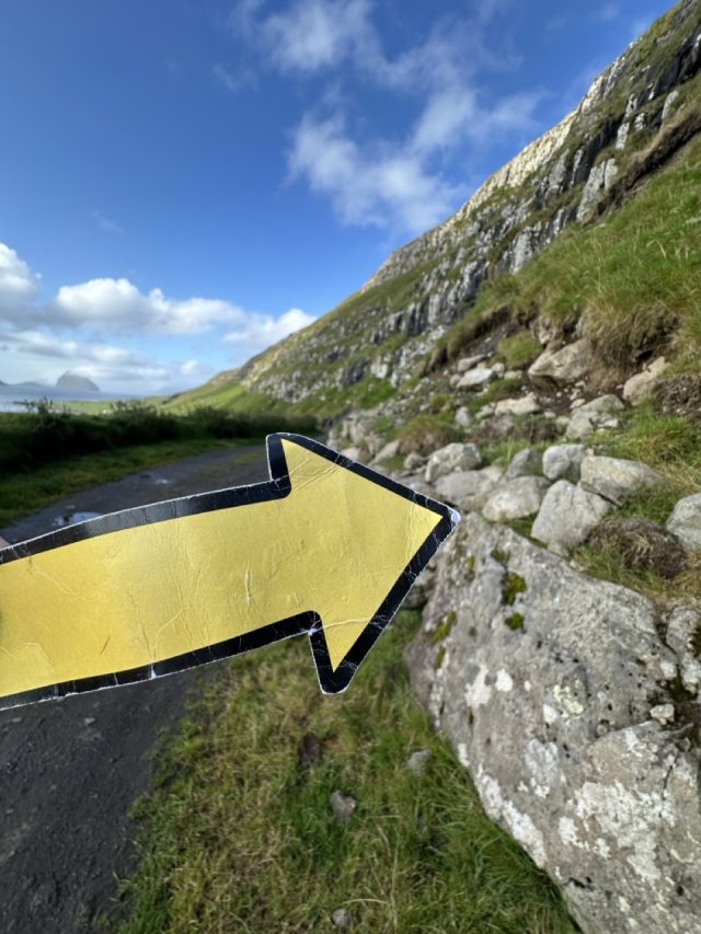 Hand-painted penguin stone #643 hidden at Rock on trail, Kirkjubour, Faroe Islands (photo 5 of 5)