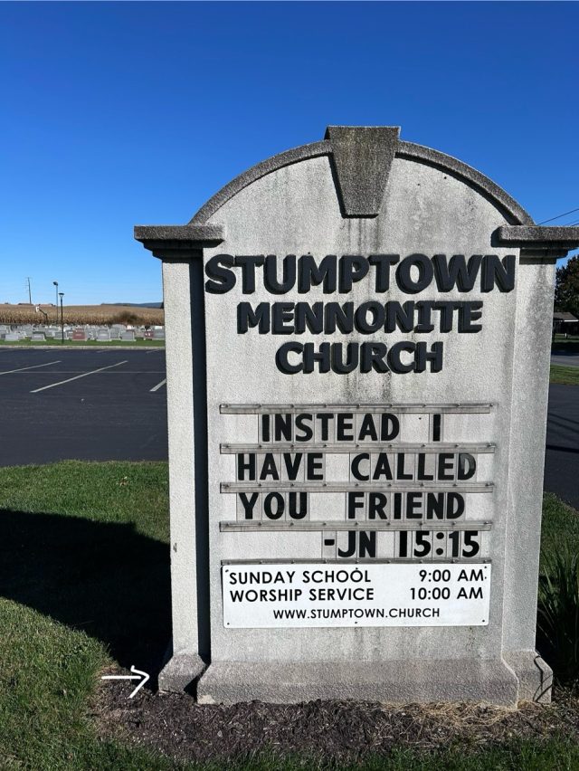 Hand-painted penguin stone #627 hidden at Stumptown Mennonite Church, Amish County, United States (photo 5 of 5)