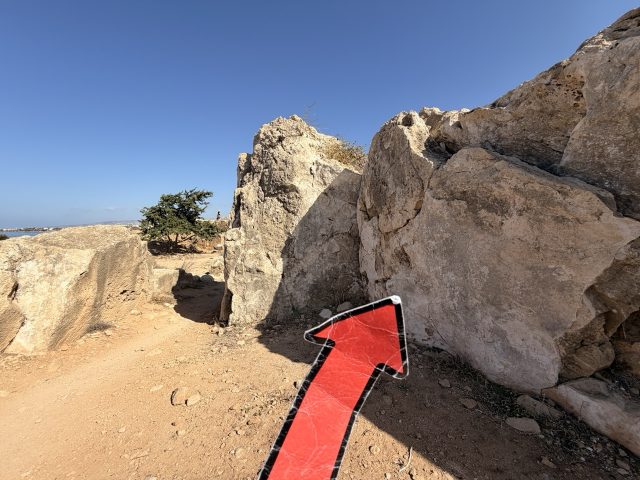 Hand-painted penguin stone #711 hidden at Close to Tomb 2 at Tombs of Kings, Paphos, Cyprus (photo 4 of 5)