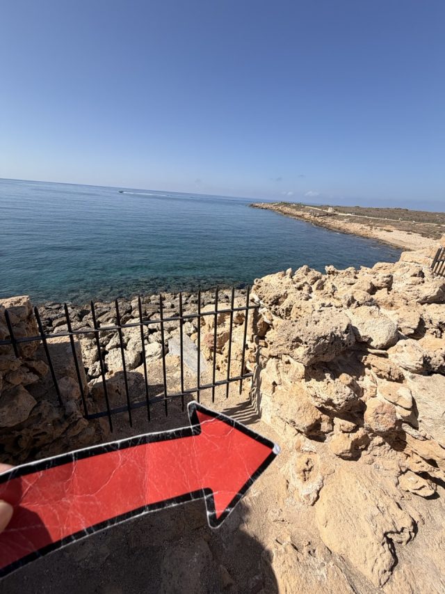 Hand-painted penguin stone #740 hidden at Inside Pafos Castle, Paphos, Cyprus (photo 5 of 5)
