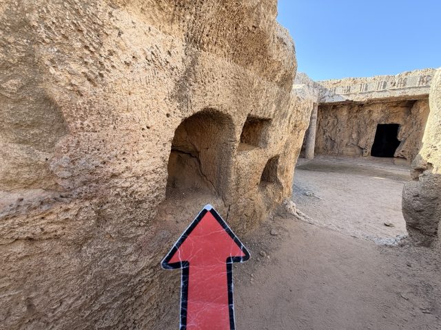 Hand-painted penguin stone #753 hidden at Tomb 7 at Tombs of Kings, Paphos, Cyprus (photo 5 of 5)