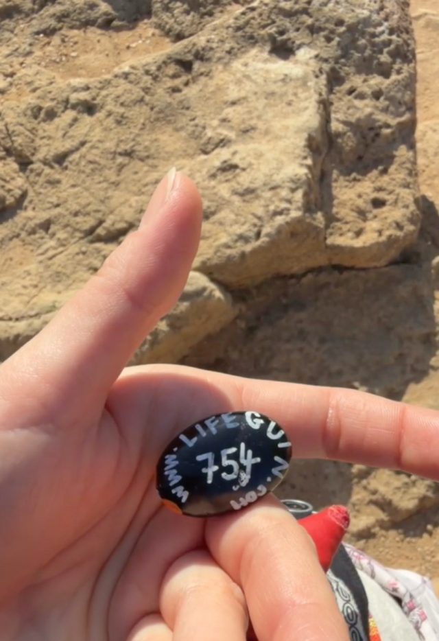 Hand-painted penguin stone #754 hidden at Tomb 9 at Tombs of Kings, Paphos, Cyprus (photo 3 of 5)